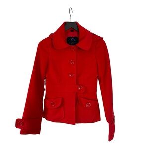 Jack by B.B. Dakota red pea coat with removeable hood